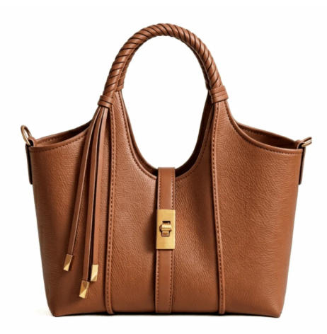 'Aura' Sculpted Hobo Tote | Premium Pebbled Grain Leather | Artisan Braided Handle Carryall with Vertical Tonal Piping