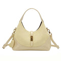 Elegant Cream Beige Woven Leather Hobo Bag, Multi-Way Crossbody Shoulder Bag with Heart Charm for Everyday