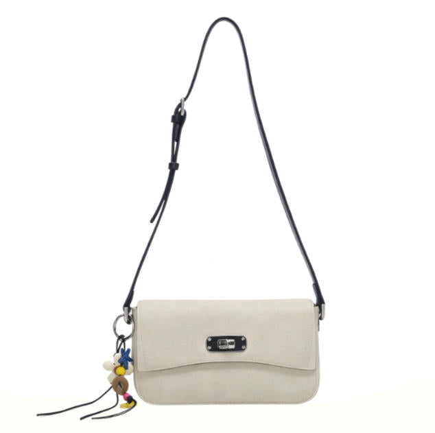 Casual Beige Canvas Crossbody Bag, Minimalist Flap Shoulder Bag with Boho Charm for Everyday