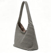 Boho Striped Woven Hobo Tote Bag, Casual Large Shoulder Bag for Everyday & Summer Use