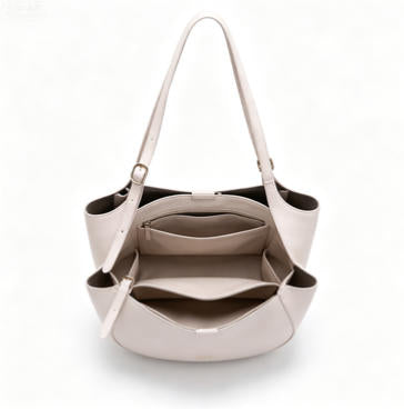 Elegant Light Pink Faux Leather Hobo Tote Bag, Adjustable Shoulder Bucket Bag for Everyday Use