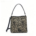 Bold Zebra Print Bucket Bag, Versatile Crossbody & Top-Handle Tote with Leather Accents