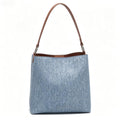 Casual Denim-Style Bucket Bag, Everyday Shoulder Tote with Leather Accents