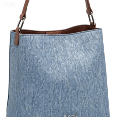 Casual Denim-Style Bucket Bag, Everyday Shoulder Tote with Leather Accents