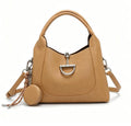 Chic Caramel Hobo Handbag, Versatile Multi-Way Bucket Bag with Detachable Accessories