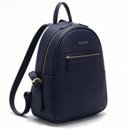 Navy Pebbled Faux Leather Women Backpack, Daily Mini Backpack with Gold Hardware Custom Logo OEM ODM