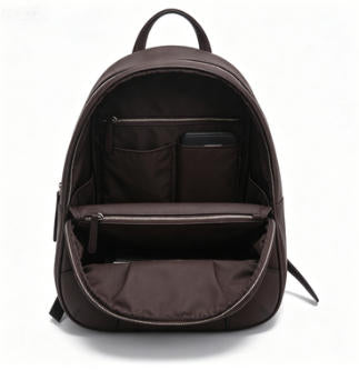 Dark Brown Pebbled Faux Leather Women Mini Backpack, Casual Daily Backpack with Silver Zipper, Custom Logo OEM ODM Available