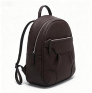 Dark Brown Pebbled Faux Leather Women Mini Backpack, Casual Daily Backpack with Silver Zipper, Custom Logo OEM ODM Available