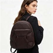 Dark Brown Pebbled Faux Leather Women Mini Backpack, Casual Daily Backpack with Silver Zipper, Custom Logo OEM ODM Available
