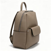 Taupe Pebbled Faux Leather Women Mini Backpack, Minimalist Daily Backpack with Front Flap Pocket, Custom Logo OEM ODM Available