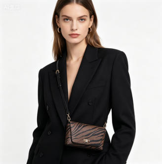 Brown Zebra Print Suede-Effect Mini Flap Crossbody Bag, Women Fashion Shoulder Bag with Adjustable Leather Strap, Bulk Supply for Established Fashion Brands