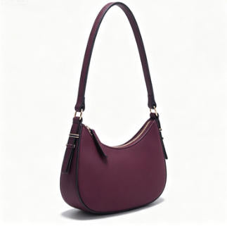 Burgundy Pebbled Faux Leather Women’s Hobo Mini Shoulder Bag, Adjustable Strap Underarm Crescent Bag, Bulk Supply for Established Fashion Brands & Department Stores