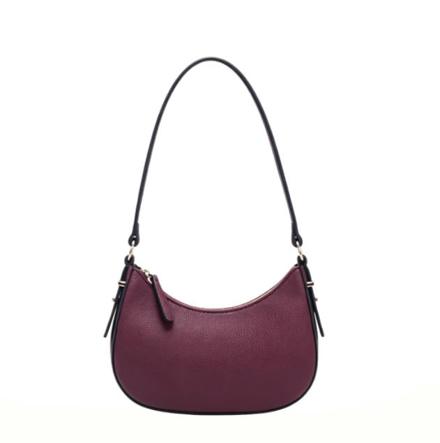 Burgundy Pebbled Faux Leather Women’s Hobo Mini Shoulder Bag, Adjustable Strap Underarm Crescent Bag, Bulk Supply for Established Fashion Brands & Department Stores