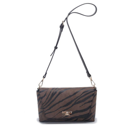 Brown Zebra Print Suede-Effect Mini Flap Crossbody Bag, Women Fashion Shoulder Bag with Adjustable Leather Strap, Bulk Supply for Established Fashion Brands
