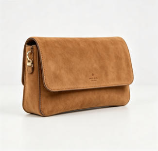 Camel Matte Faux Leather Flap Crossbody Clutch Bag, Minimalist Rectangular Shoulder Bag with Detachable Chain Strap, Mass Production Supply for Established Fashion Brands & Department Store Chains