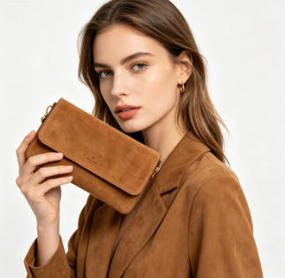 Camel Matte Faux Leather Flap Crossbody Clutch Bag, Minimalist Rectangular Shoulder Bag with Detachable Chain Strap, Mass Production Supply for Established Fashion Brands & Department Store Chains