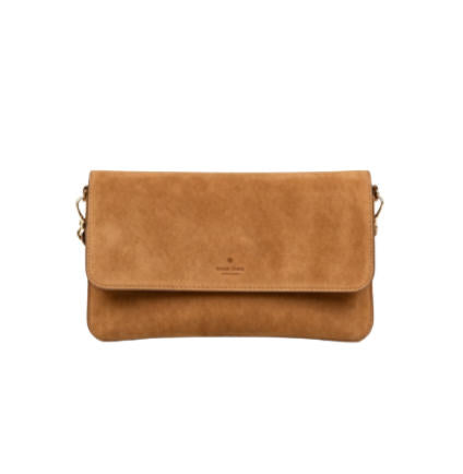 Camel Matte Faux Leather Flap Crossbody Clutch Bag, Minimalist Rectangular Shoulder Bag with Detachable Chain Strap, Mass Production Supply for Established Fashion Brands & Department Store Chains