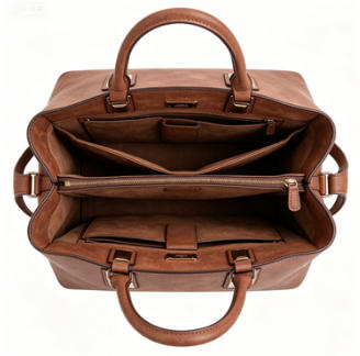 Classic Vintage Brown Washed Leather Multi-Wear Tote Bag, Spacious Commuter Top Handle Handbag for Office & Daily Use