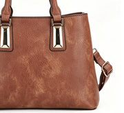 Classic Vintage Brown Washed Leather Multi-Wear Tote Bag, Spacious Commuter Top Handle Handbag for Office & Daily Use