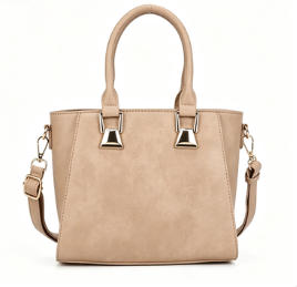 Minimalist Light Khaki Soft Leather Trapezoidal Tote Bag, Multi-Wear Daily Commuter Women’s Top Handle Handbag