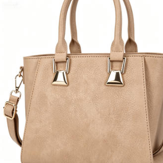 Minimalist Light Khaki Soft Leather Trapezoidal Tote Bag, Multi-Wear Daily Commuter Women’s Top Handle Handbag