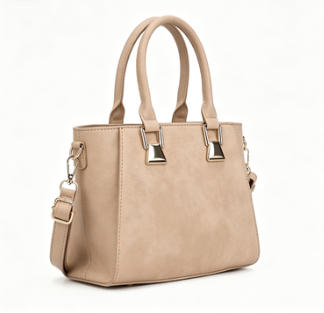 Minimalist Light Khaki Soft Leather Trapezoidal Tote Bag, Multi-Wear Daily Commuter Women’s Top Handle Handbag
