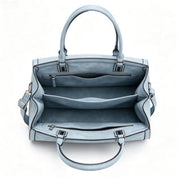 Light Blue Gradient Washed Faux Leather Structured Top Handle Tote Bag, Convertible Detachable Crossbody Shoulder Handbag, Mass Production Supply for Established Fashion Brands & Department Store Chains