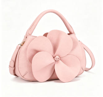 Blush Pink 3D Floral Pebbled Faux Leather Mini Top Handle Bag, Detachable Crossbody Ladies Party Handbag, Bulk Supply for Established Fashion Brands & Boutique Retail Chains