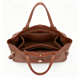 Brown Pebbled Faux Leather Hobo Tote Bag, Adjustable Shoulder Strap Convertible Crossbody Handbag, Bulk Supply for Established Fashion Brands & Department Stores